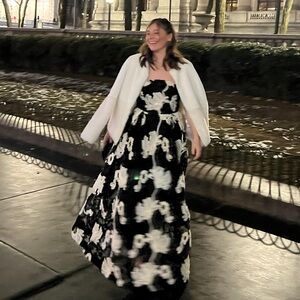 Karen Millen, Mono Textured Strapless Woven Maxi Dress